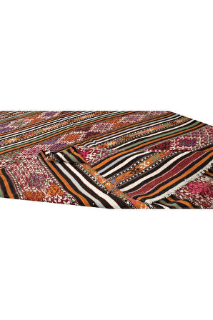 150x230 cm Çok Renkli El Dokuması Yün Kilim. 1970'lerden kilim