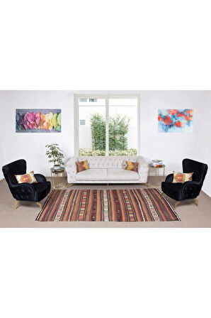 160x290 cm El Dokuması Yünden Yapılmış Kilim, Eski El Yapımı Türk Kilimi