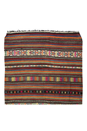 160x290 cm El Dokuması Yünden Yapılmış Kilim, Eski El Yapımı Türk Kilimi