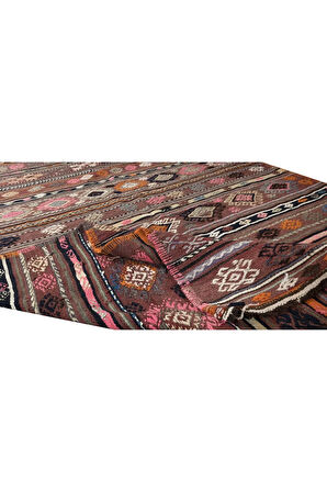153x250 cm El Dokuması Eski Kilim. Düz Dokuma Tamamı Yün Kilim. Oturma Odası Kilimi