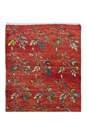 98x215 cm Koridor Dekoru için Renkli Çiçekli Eski El Yapımı Yolluk Halı, Antre Hol Halı
