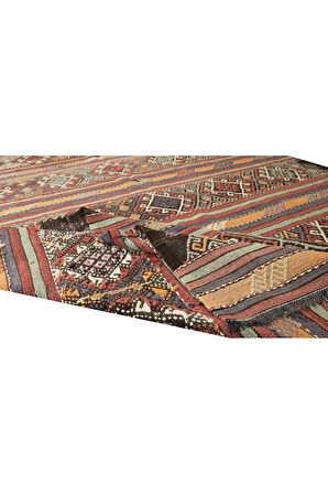 186x277 cm Düz Dokuma Eski Kilim, El Dokuması Kilim Halı. %100 Yün