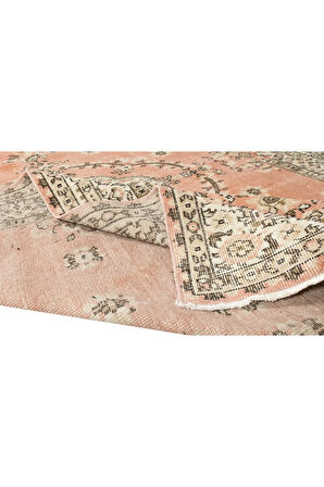 177x279 cm Kırmızı & Bej El Dokumalı Eski Halı, Madalyon Tasarımlı El Düğümlü Halı
