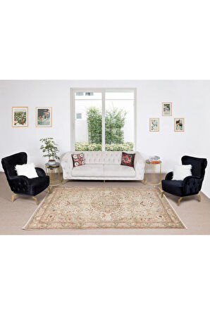 200x298 cm El Düğümlü Eski Orta Anadolu Halısı, Madalyon Desenli, Yünlü Halı