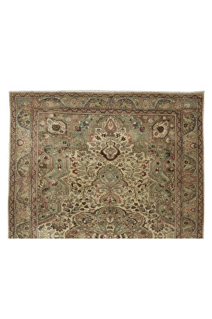 200x298 cm El Düğümlü Eski Orta Anadolu Halısı, Madalyon Desenli, Yünlü Halı