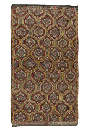 166x286 cm Benzersiz Eski Dekoratif El Dokuması Cicim Kilim. %100 Yün. Jijim Kilim