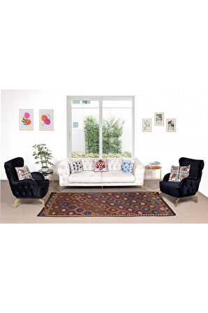 140x315 cm Türünün Tek Örneği Eski Dekoratif El Dokuması Cicim Kilim. %100 Yün
