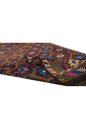 140x315 cm Türünün Tek Örneği Eski Dekoratif El Dokuması Cicim Kilim. %100 Yün