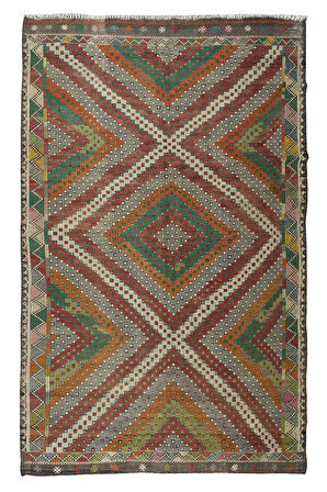 178x280 cm Eski Dekoratif El Dokuması Cicim Kilim. %100 Yün. Jijim Kilim Halı