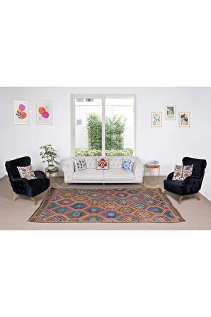 183x305 cm Eski Dekoratif El Dokuması Cicim Kilim. %100 Yün