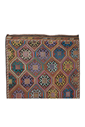 183x305 cm Eski Dekoratif El Dokuması Cicim Kilim. %100 Yün