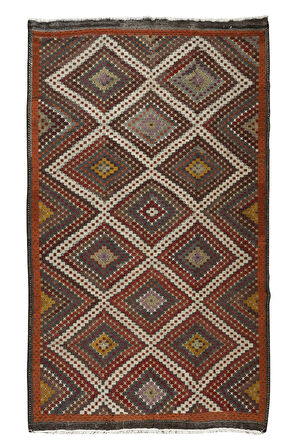 186x305 cm 1970'lerde Yapılmış Eski Dekoratif El Dokuması Cicim Kilim. %100 Yün