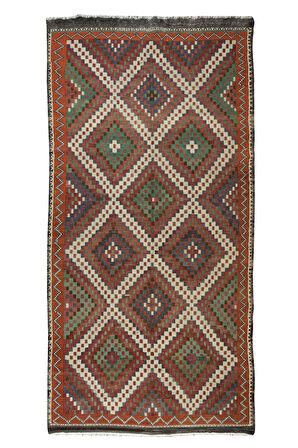 165x327 cm Benzersiz Eski Dekoratif El Dokuması Cicim Kilim. %100 Yün. Jajim Kilim