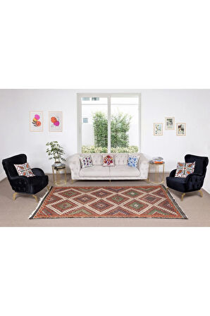 165x327 cm Benzersiz Eski Dekoratif El Dokuması Cicim Kilim. %100 Yün. Jajim Kilim