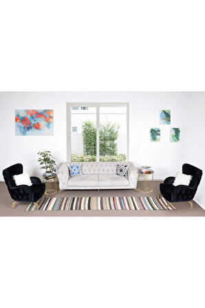 70x371 cm Eski El Yapımı Pamuklu Çaput. Düz Dokuma Kilim Yolluk (Ölçü Ayarlanabilir)
