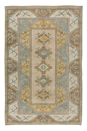 200x291 Cm Türk Milas Halısı, Modern Geometrik Desenli El Düğümlü Yün Halı
