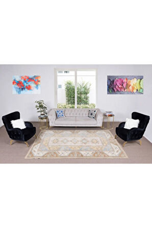 200x291 Cm Türk Milas Halısı, Modern Geometrik Desenli El Düğümlü Yün Halı
