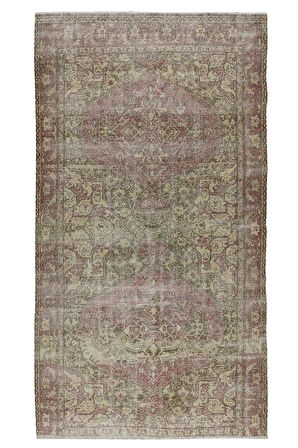 185x312 cm Eski El Yapımı Türk Halısı, Eşsiz Yün ve Pamuk Halı