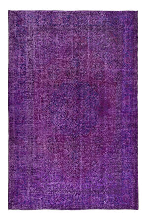 210x310 cm Mor El dokuması Halı, El Düğümlü Alan Halısı, Eski Türk Halısı