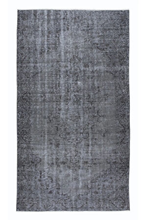 165x277 cm Gri Oturma Odası Halısı, Yenilenmiş Türk Halısı, El Düğümlü Alan Halısı