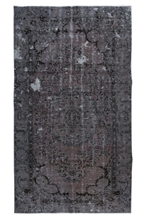 148x266 cm El Düğümlü Gri Halı, Modern El Dokuması Yün ve Pamuktan Yapılmış Alan Halısı