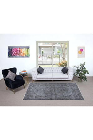 155x262 cm Modern El Yapımı Halı, Gri Çocuk Odası Halı, Gri Ev Dekoru