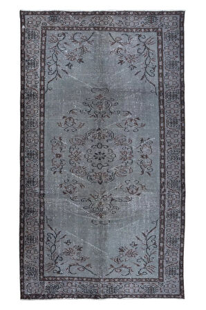 168x285 cm Gri Salon Halısı, El Dokuması Yünlü Türk Halısı, Pamuklu Alan Halısı