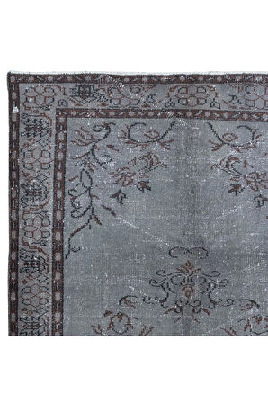 168x285 cm Gri Salon Halısı, El Dokuması Yünlü Türk Halısı, Pamuklu Alan Halısı