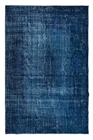 210x323 cm Mavi El dokuması Halı, El Düğümlü Alan Halısı, Eski Türk Halısı