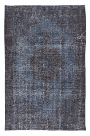 186x280 cm El Düğümlü Mavi Halı, Modern El Dokuması Yün ve Pamuktan Yapılmış Alan Halısı