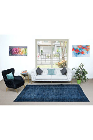 190x297 cm Modern El Yapımı Halı, Mavi Çocuk Odası Halı, Mavi Ev Dekoru