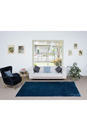 174x280 cm Geleneksel El Dokuması Mavi Halı, Anadolu'dan Yünlü Halı, Modern Alan Halısı