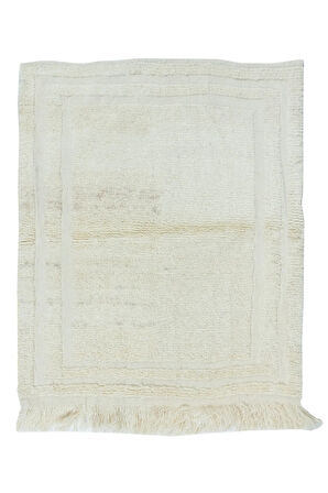 96x120 cm Eski Anadolu Tülü Halısı, %100 Doğal Yün, Minimalist Düz Bej Küçük Halı