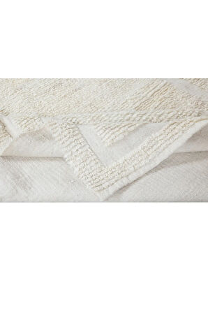 96x120 cm Eski Anadolu Tülü Halısı, %100 Doğal Yün, Minimalist Düz Bej Küçük Halı