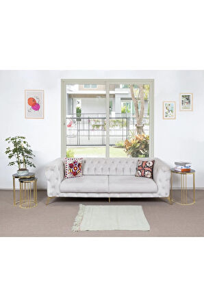 103x110 cm Eski Anadolu Küçük Tülü Halı, %100 Doğal Yün, Minimalist Düz Bej Vurgulu Halı
