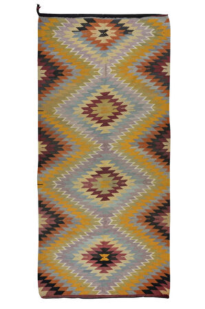 165x338 cm El Dokuma Türk Renkli Kilim, Düz Dokuma Halı, %100 Yünden Yapılmıştır
