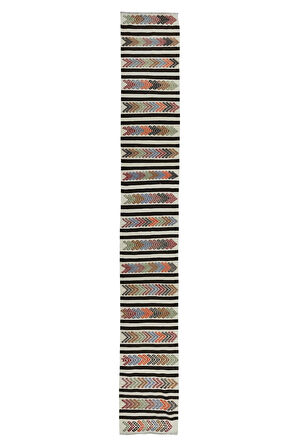 66x460 cm Koridor Dekoru için Düz Dokuma Dar ve Uzun Yolluk Kilim, El Dokum Koridor Halısı