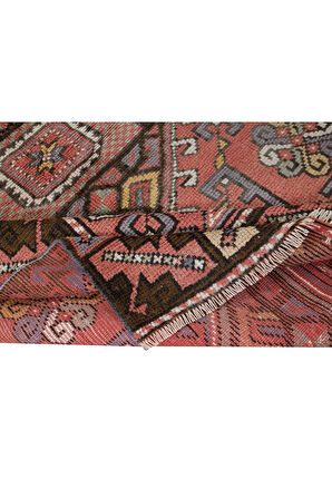 119x173 cm El Yapımı Geometrik Madalyon Tasarımlı Halı, 1960'lardan Halı, Eski Türk Kırmızı Halı