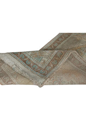 50x103 cm Soluk Eski Uşak Küçük Halı. El Yapımı Paspas, Hamam Paspası, Mutfak Küçük Boy Halı