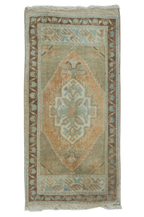 50x97 cm El Yapımı Güneşte Soldurulmuş Halı, Türk Paspas, Eski Banyo Paspas, Mutfak Atma Halı