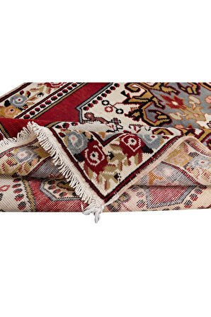 138x242 cm Bordo Kırmızı Geleneksel Halı, 1960'lardan Halı, El Yapımı Türk Halısı, %100 Yün