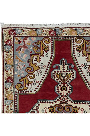 138x242 cm Bordo Kırmızı Geleneksel Halı, 1960'lardan Halı, El Yapımı Türk Halısı, %100 Yün