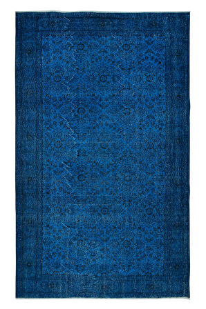 198x318 cm Çağdaş Mavi Halı, El Düğümlü Mutfak Halısı, El Yapımı Halı