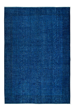 208x305 cm Ev Dekoru Halı, El Dokuması Mavi Tonlarda Modern Halı, Oturma Odası Dekoru Halı