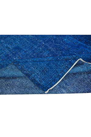 210x313 cm Mavi Oturma Odası Halısı, Yenilenmiş Türk Halısı, El Düğümlü Alan Halısı