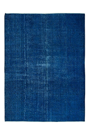 210x280 cm El Düğümlü Mavi Halı, Modern El Dokuması Yün ve Pamuktan Yapılmış Alan Halısı