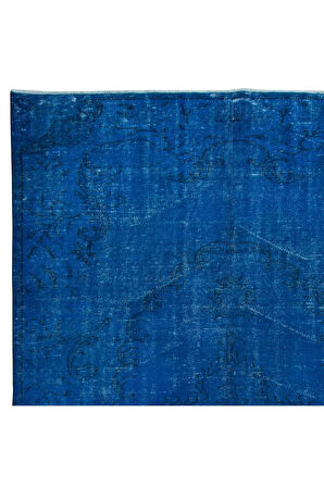 173x285 cm El Düğümlü Mavi Halı, Dekoratif El Dokuması Yün ve Pamuktan Yapılmış Alan Halısı