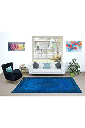 187x310 cm Geleneksel El Dokuması Mavi Halı, Anadolu'dan Yünlü Halı, Modern Alan Halısı