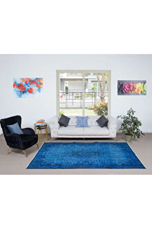 172x275 cm El Dokuması Halı, Mavi Modern Halı, El Yapımı Yünlü Halı