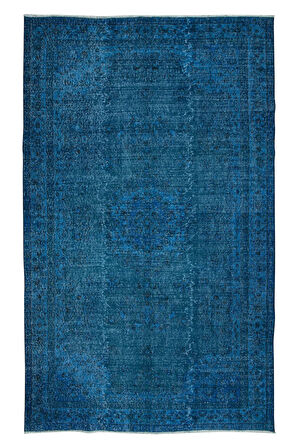 168x275 cm Modern Ev Dekoru Halı, Mavi El Yapımı Halı, Geleneksel Yünlü Halı